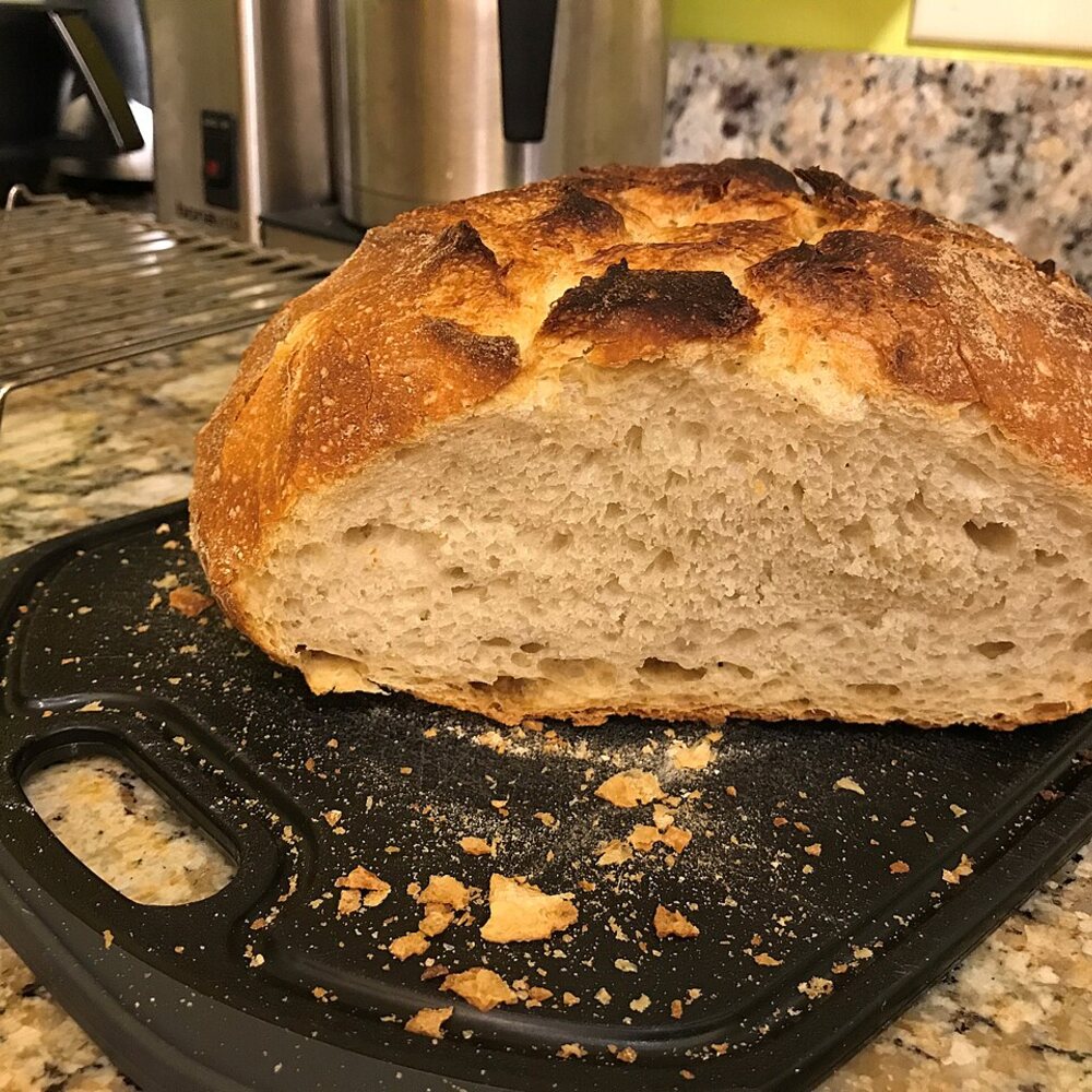 Sliced artisan sourdough bread loaf